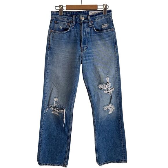 Rag & Bone Maya High Rise Distressed Ankle Straight Jeans In Amar Size 24 - Picture 2 of 10
